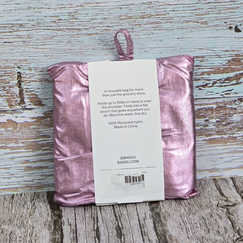 *NWT* BAGGU Blush Metallic Standard Bag, Pink Metallic Baggu Standard - Picture 5 of 9